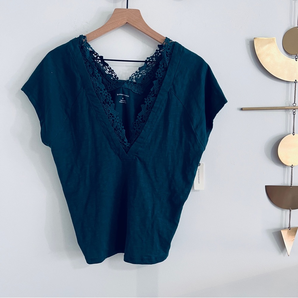 Anthropologie Lace Trim Blouse